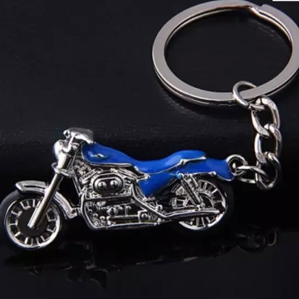 DARK BLUE MOTORCYCLE PENDANT KEYRING‎
